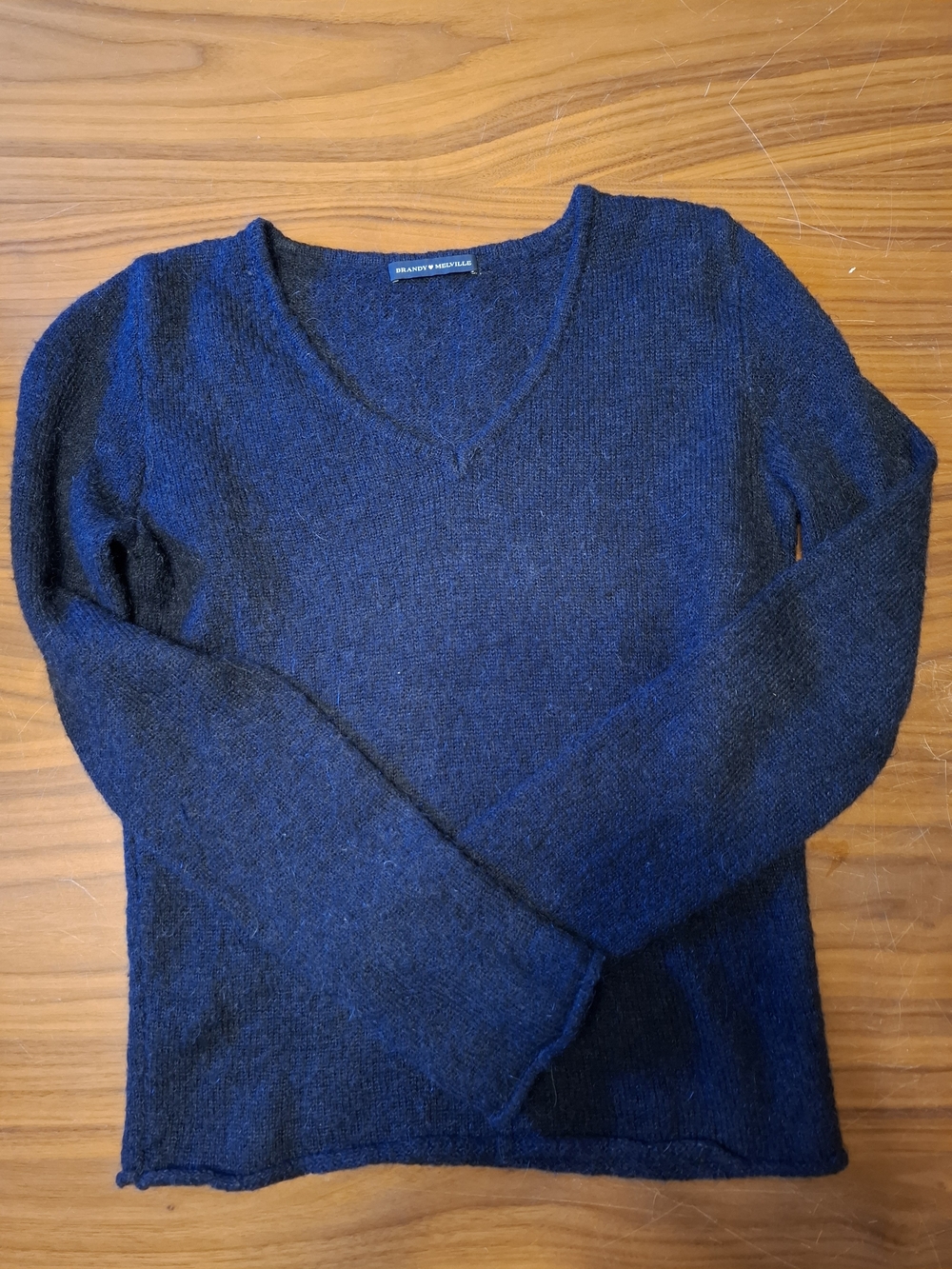 Brandy Melville Navy V-Neck Lightweight Sweater